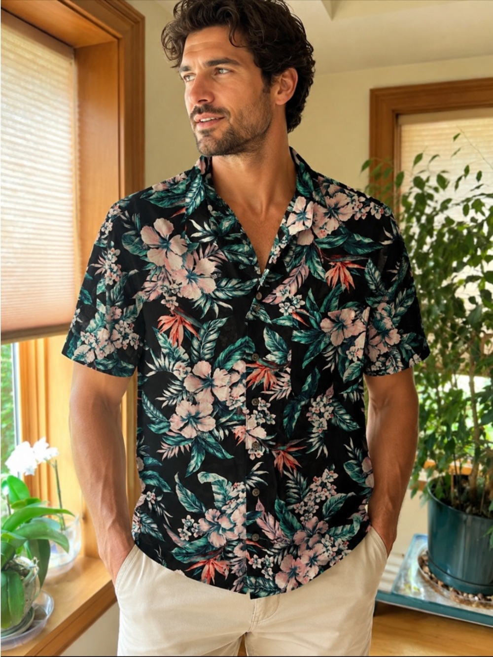Two George Black Floral Button-Up Shirts  Hawaiian 🌺, NWT